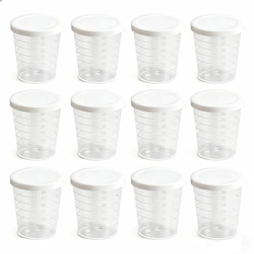 12-Pack 30ml Plastic Measuring Cups with Lids, Graduated Liquid Measuring Cups for Kitchen, Resin, Crafts, Lab, Stackable & Heat Resistant - style: 30 ML