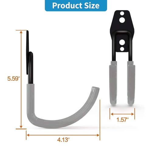 Garage Storage Utility Hooks，Garage Garden Tool Organizer，Steel Wall Mount Hooks, Large Garden U Hooks （2 Pack） (Type-2-Gray) - color: Type-2-Gray