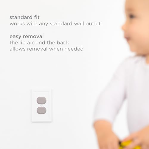 Ubbi Outlet Covers for Child Safety, Plug Protectors, Baby Proofing, Safe & Secure Electrical Plug Covers, Taupe, 24 Count - size: One Size, style: Taupe Outlet Covers