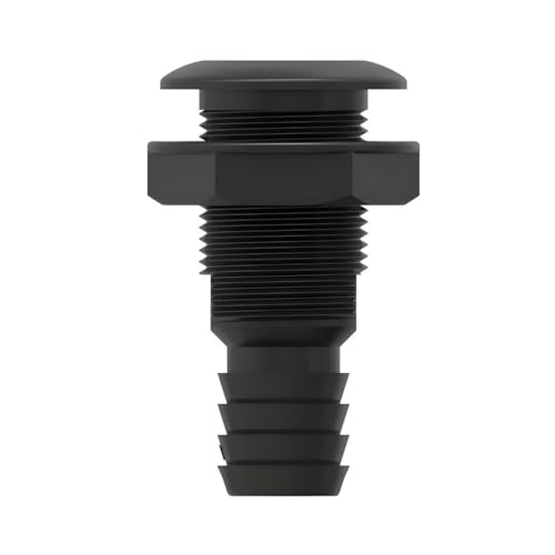 SEAFLO Thru Hulls Fitting Thru-Hull with Check Valve, 5/8”, 3/4”, 1”, 1-1/8”, 1-1/4”, 1-1/2”, or 2” Sizes, White/Black, Polypropylene/Nylon, 4-Year Warranty, (Choose Color, Size, and Pack Size) - color: Black, size: 1-1/4", style: 10-pack