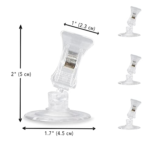 4 Pack Fishes Veggie Kelp Plant Suction Cup Clips for Aquariums, 2” x 1”, Feeding Tool, Aquarium Accessory for Fish Tank, Round Feed Holder Clamp, Automatic Fish Feeder, Includes Plastic Spring