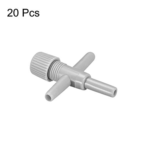 uxcell Aquarium Air Valve Cross Shaped 3 Way Air Pump Control Valves for Fish Tank Plastic Gray 20Pcs