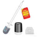 Silicone Toilet Brush, L-Shaped Toilet Brush and Holder Set, Bathroom Toilet Brush with Long Non-Slip Handle, Wall Mounted or Floor Standing Design, for Home and RV Use
