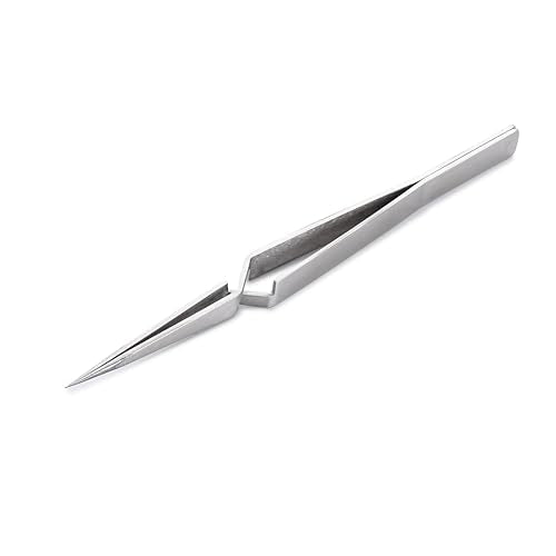 Huron Tweezers, Cross-Lock Straight Fine Point, 4.5" (1/3/10 pc) (1 pc) - style: Cross-Lock Straight Fine Point, 4.5"