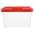 Toddmomy Portable Mini Fish Tank and Small Animal Carrier, Plastic Reptile Transport Box with Handle, Medium Red Aquarium for Travel and Turtle Breeding