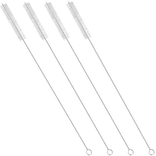 Drinking Straw Cleaning Brushes Set 12" Extra Long 12mm Extra Wide Pipe Tube Cleaner Nylon Bristles Stainless Steel Handle - 12" x 1/2" (12mm) - Set of 4