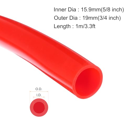 MECCANIXITY 3.3ft Silicone Rubber Tubing 5/8" ID 3/4" OD Plastic Tube Flexible Air Hose for Brewing, Wine Making, Pump Siphon, 15.9mm x 19mm, with 2pcs Clamps, Red - color: Red, size: 5/8" x 3/4"