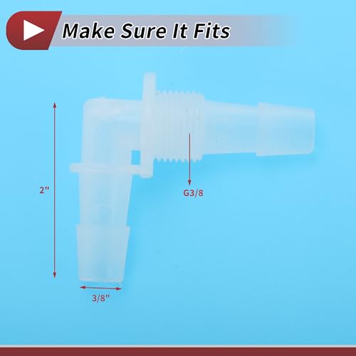 1 Set Aquarium Plastic Hose Barb Fitting 3/8" Hose ID Elbow Connectors Aquarium Tank Air Pump Hose Joints Clear PP - size: 3/8"-G3/8