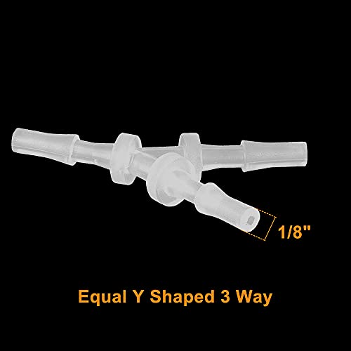 Feelers 1/8" Plastic Hose Barb Tee Fitting 10 Pack, Equal Barbed Y-Shaped 3-Way Connector, Tube Splicer Union Adapter for Air Line, Fuel Line, Water Hose - size: 1/8 Inch, style: 10pcs-Y Shaped