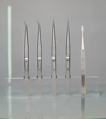 Tweezers, 5Pcs Precision Tweezers Set - Anti - Static Stainless Steel Tweezers for Electronics, Jewelry Making, Medical and Laboratory Work, Craft, Model Building, Soldering, Watch, Car Repair, Etc