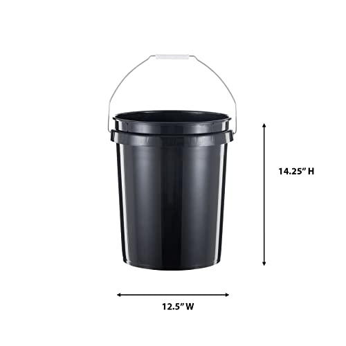 United Solutions 5 Gallon Bucket Heavy Duty Plastic Bucket Comfortable Handle Easy to Clean Perfect for on The Job Home Improvement or Household Cleaning; Black , 3 Count - color: Black