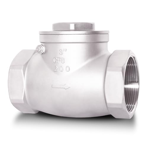 3" NPT Horizontal Check Valve, Stainless Steel Non Return Swing Check Valve, Level One Way Counterflow Valve to Prevent the Medium Backflow for Oil Water Gas Air（3", DN80） - size: 3"-NPT