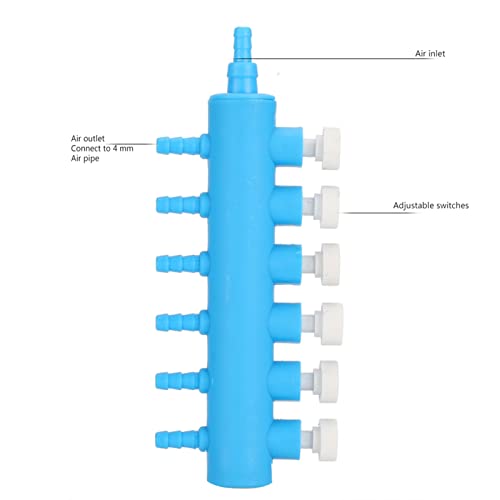 Fishtank Air Splitter, 2pcs Aquarium Air Flowing Control Lever Valve Pipe Distributor Aquarium Oxygen Pump Adapter Accessory 4 Way Outlet Fish Tank Air Splitter (One Minute six) - size: One minute six, style: One minute six