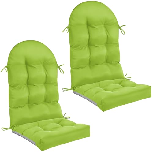 Geelin 2 Pcs Outdoor Patio Chair Cushion Thick High Back Adirondack Chair Cushion Tufted Weather & Fade Resistant Anti-Slip Outside Rocking Chairs Pads with Ties, 44 x 19 x 4 Inch (Fruit Green) - color: Fruit Green