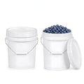ASEVAT 2 Pack 1.3 Gallon White Plastic Bucket with Standard Screw Lid & Metal Wire Handle, Heavy Duty Sealed Multipurpose Pail for Dry Foods, Cleaning Goods & Household Storage
