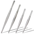 4Pcs 304 Stainless Steel Tweezer Set, 7" 8" 10" 12" Long Tweezers with Precision Serrated Straight Tips, Non-slip Kitchen Tweezers for Cooking Baking Crafts Tank Aquarium Terrarium