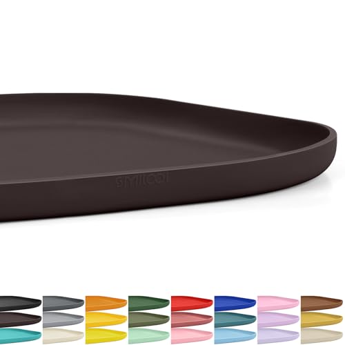 SMILOOL Small Silicone Pet Food Mat with Raised Edge for Food and Water Bowl, Square Dog Feeding Mats, Cat Food Trays for Floor Waterproof, Rubber Tray for Dogs and Cats, 12 x 12 x 0.7 Darkbrown - color: Dark Brown, size: 12"L x 12"W