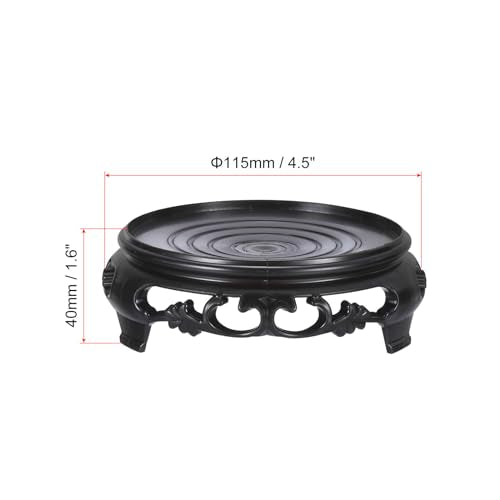 PATIKIL Planter Display Stand, 4.5 Inch Dia Plastic Round Bonsai Base Imitation Wood Style Stand Holder Home Decor Display for Table Lamp Teapot Base, Black - size: 4.5 Inch