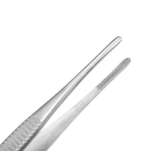 5-1/2 Inch Stainless Steel Tweezers with Straight Serrated Tip Multipurpose Forceps for Craft Repairing 2 Pack - size: 5-1/2 Inch