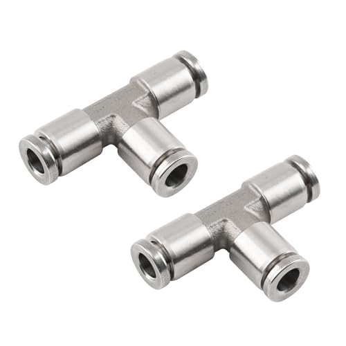 maXpeedingrods 6 mm OD Push to Connect Fittings, Air Line Fittings, Stainless Steel Union Tee, 3 Way Air Hoes Fittings Replacement for Air Suspension Kit & Air Compressor Kit for Trucks Vans, 2 Packs - style: Push to Connect