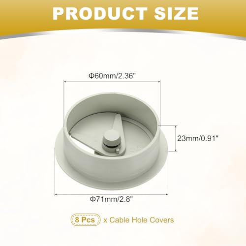 M METERXITY 8-Pack Cable Hole Cover, 2.8 Inch 70mm ABS Desk Cable Wire Cord Grommet Hole Cover for Home/Office Desktop Wire Organizer [Gray] - color: Gray, size: 2.8"