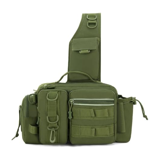 Tactical Fishing Backpack with Rod Holders,35L MOLLE Tackle Bag Water Resistant for Men and Women,Outdoor Gear Storage for Saltwater and Freshwater (Army green) - color: Army green