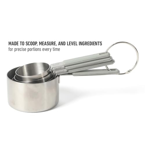 Calphalon Prime Measuring Cups, 4-Piece Stainless Steel Measuring Cup Set with Taupe Silicone Handles, Accurate Kitchen Measuring Tools for Dry & Liquid Ingredients - color: Taupe w/ Silicone (Prime - Measuring Cups), size: Measuring Cups (Set of 4)