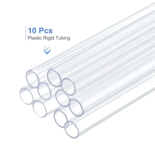 uxcell 10 Pcs Clear Plastic Rigid Tubing 4mm ID x 5mm OD, 0.5 Meters Length Round Polycarbonate Tubing for Aquarium Water Pipe, Water Cooling System, Plumbing - size: 4mm x 5mm