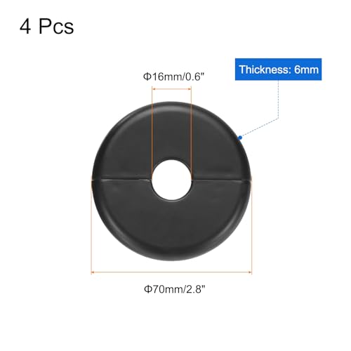 uxcell 4pcs Wall Split Flange 70mm / 2.8" OD Escutcheon Plate ABS Round Self-Adhesive Plumbing Cover Plates for 16mm / 0.6" Dia Water Pipe Faucet Decoration Accessories, Black - color: Black, size: 16mm