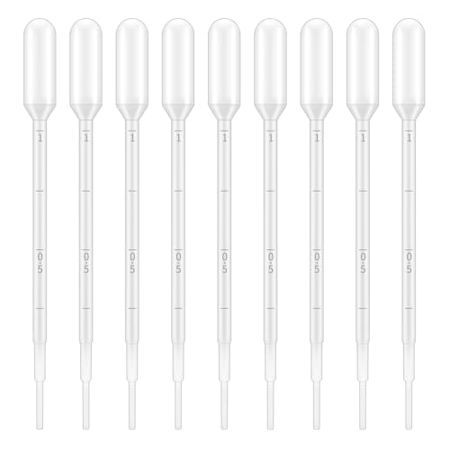 G2PLUS Plastic Dropper – 25pcs Disposable Transfer Pipettes, 1ml Graduated Dropper for Essential Oils, Lab Use, DIY Crafts - size: 1ml-25Pcs