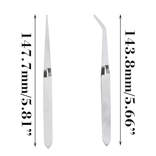DGZZI 2PCS Multi-purpose Tweezer, Stainless Steel, Straight & Curved Tip, Cross Locking, Silver