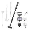 Carefree Fish 9IN1 Aquarium Cleaning Tools Long Handle Adjustable Length 20~36Inch Fish Tank Cleaner Kit Algae Scraper Scrubber Brushes Set Plant Scissor Long Tweezer - size: 20~36In