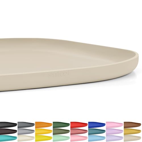 SMILOOL Small Silicone Pet Food Mat with Raised Edge for Food and Water Bowl, Square Dog Feeding Mats, Cat Food Trays for Floor Waterproof, Rubber Tray for Dogs and Cats, 12 x 12 x 0.7 Beige - color: Beige, size: 12"L x 12"W
