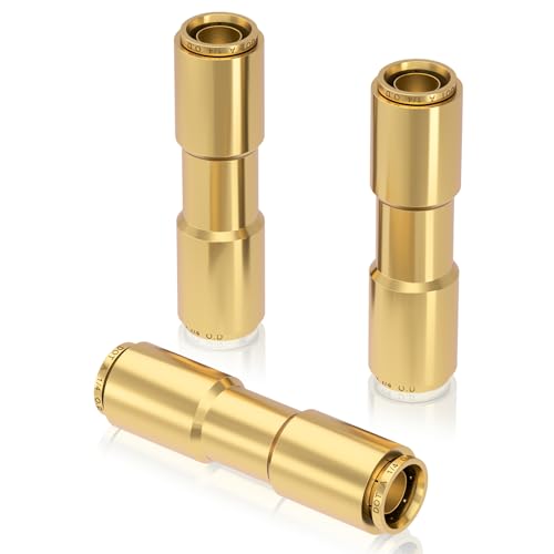 CheeMuii 1/4 Brass DOT Air Line Fitting 3 PCS Straight Union Quick Connect Fittings 1/4 Air Hose DOT Air Fittings for Semi Truck Trailers Industry Air System - size: 1/4IN-3PCS