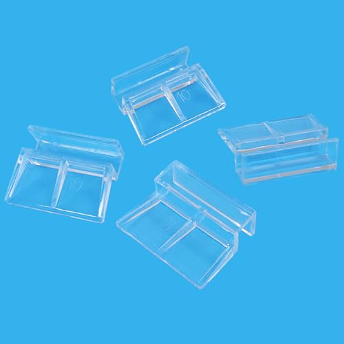 Hordion 20pcs Aquarium Lid Clip, 10mm Clear Acrylic Fish Tank Lid Holder Aquarium Glass Cover Clips for Rimless Aquarium Fish Tank - size: 10mm