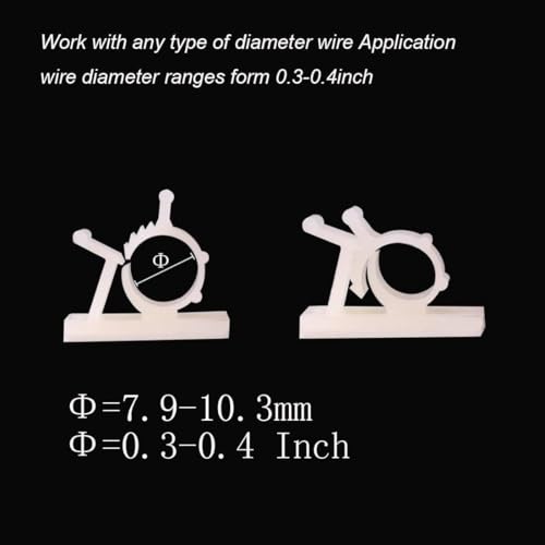 Viaky 30 Pieces White Adjustable Cable Clips Self-Adhesive Desk Organizer Nylon Wire Management Wire Holder - color: 30white, size: for 0-0.4''(10mm) cable