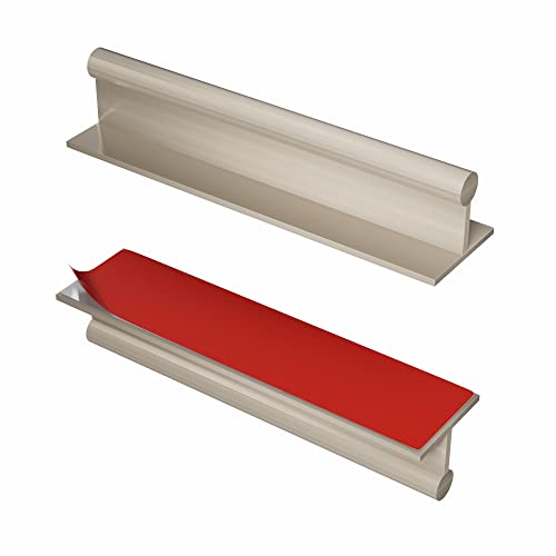 HRX Self-Adhesive Edge Fingerpull Door Handle - Easy to Install Screwless Peel and Stick on Glass, Wood, Metal, Plastic - Sliding Doors Knob for Kitchen Fronts, Drawers & Dressers Panels - 2 Pack - color: Champagne