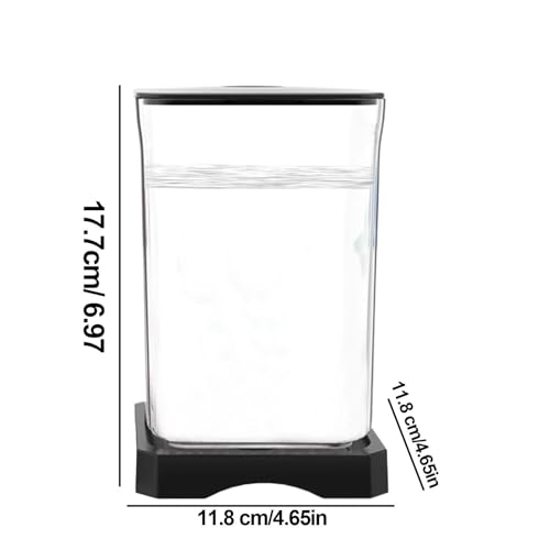 Betta Fish Tank, Small Acrylic Aquarium with Led Lighting System, Clear Desktop Fish Bowl Tank System, 18cm Size, 15cm Width, with Style for Betta Shrimp Crab Spider Desktop Decoration - color: Black
