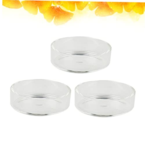 GANAZONO 3pcs Round Crystal Shrimp Feeding Bowl Multipurpose Glass Dish for Fish Tank Decorative Feeder for Shrimp and Reptiles Food Bowl - size: Size 1