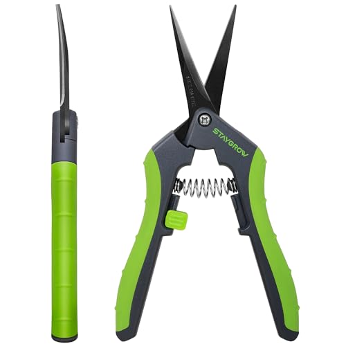 6.5" Pruning Shears for Gardening, Sharp Plant Trimming Scissors for Precise Cuts, Stainless Steel Garden Scissors Bonsai Clippers (2-Pack Curved) - style: 6.5" Curved*2