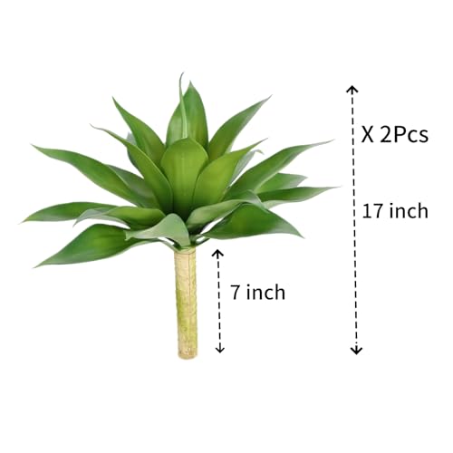 COTSEN 2 Pcs Large Size Artificial Agave Succulent Plant 17 inch Faux Stems Fake Plant for Family Indoor Outdoor Decor