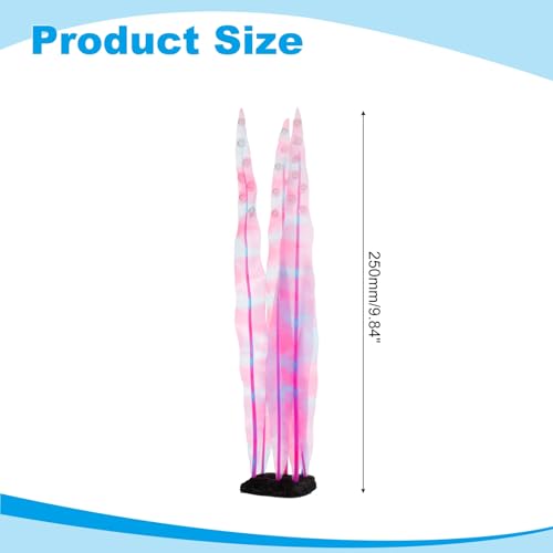 Aquarium Decoration, 10" Plastic Fish Tank Plants Artificial Silicone Glowing Kelp Aquarium Plants Ornament, (Pink, 1 Pcs), Intended for Tall Fish Tank Decor/Landscaping - color: Pink, size: 10"