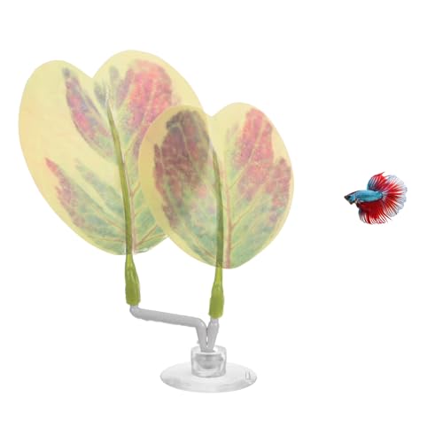M METERXITY 1-Pack Betta Fish Leaf Pad, Hammock Plant Leaf Pad, Realistic Resting Fish Rest Bed for Fish Tank Decorations/Aquarium Accessories/Breeding [Pink Gradient, Heart-Shaped] - color: Pink Gradient