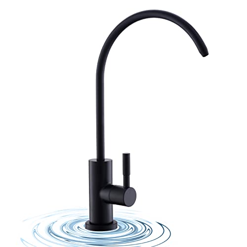 WEWE Matte Black Drinking Water Faucet Non Air Gap Stainless Steel Filtered Faucet for Kitchen Sink Reverse Osmosis System - color: Matte Black, style: Rustic
