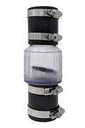 Silent Check Valve - 1-1/2" with Buna-N Couplings, Model CV-150, Spring-Loaded Flapper, Sump Pump Life Expectancy Increase, Includes Steel Clamps Fit 1-1/2″ Pipe