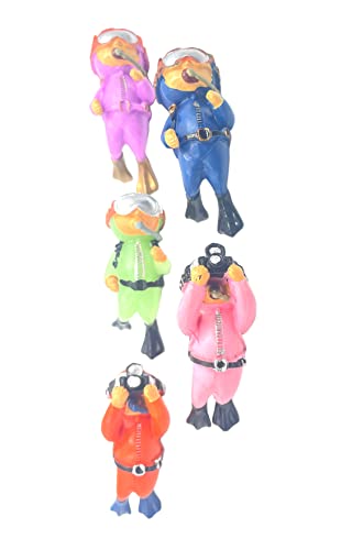 5Pcs Floating Fish Tank Decorations, Cute Little Diver Aquarium Decoration Fish Tank Aquarium Diver Ornament Accessories - color: Mixed Color