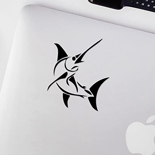 Decal Stickers of Stylized Marlin Fish (Black) (Set of 2) Premium Waterproof Vinyl Decal Stickers for Laptop Smartphone Car Dirt Bike Wall Room Mason Jar Bathtub Door - BICVER1512502BLW19Y24 - color: Black, size: 4.8'' x 5.6''