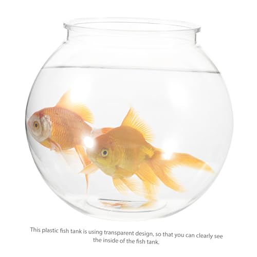 TOYANDONA Transparent Plastic Fish Tank Round Drop Goldfish Bowl with Opening for Easy Cleaning Desktop Globe Container for Home Decor and Aquatic Plants