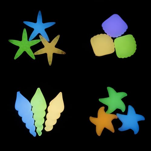 50PCS Luminous Stone, Glow in The Dark Conch Starfish,Glowing Rocks Fish Tank for Swimming Pool Aquarium Plant Pots Bonsai Walkway Driveway Garden Decoration