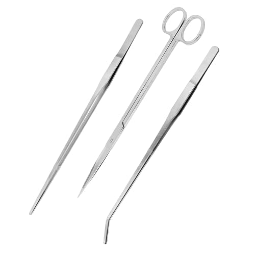 Mandala Crafts Stainless Steel Aquascaping Tools Kit – Aquarium Plant Tools with Tweezers and Scissors for Fish Tanks, Hospital Tanks, Goldfish Bowls, Aquariums, and Terrariums - color: Stainless Steel 3-in-1 Kit, size: 10 Inches